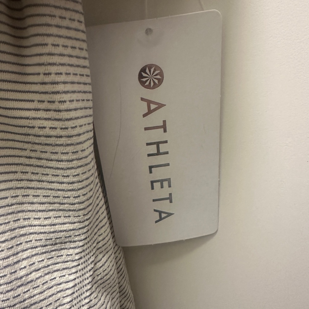 Athleta Striped Short Sleeve Tee - Cream and Black